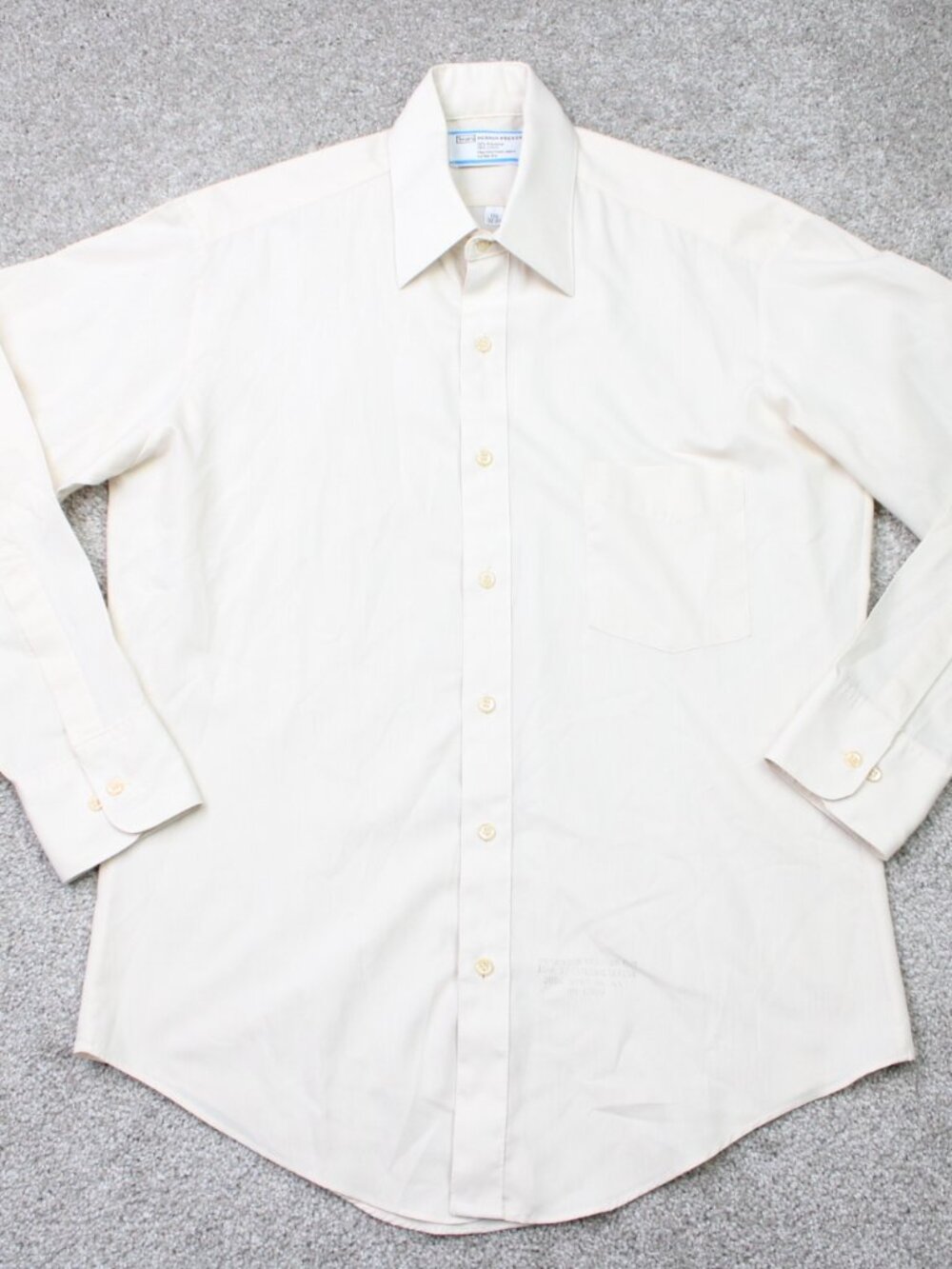 VTG Sears Dress Shirt Mens 15 1/2, 32/33 Beige Perma-Prest Long Sleeve Button